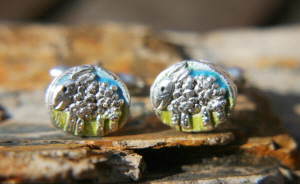 Silver Sheep Cufflinks And Earrings