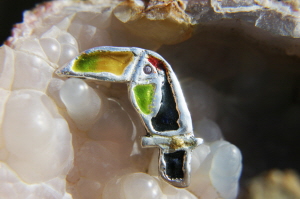 Enamelled Silver Toucan Brooch
