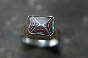 Fordite And Silver Ring