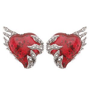 Flaming Heart Meteorite Earrings