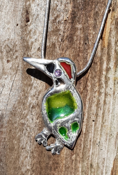 Solid Silver Woodpecker Necklace