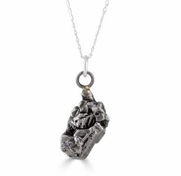 Meteorite And Silver Rectangular Necklace - Name My Jewelry ™